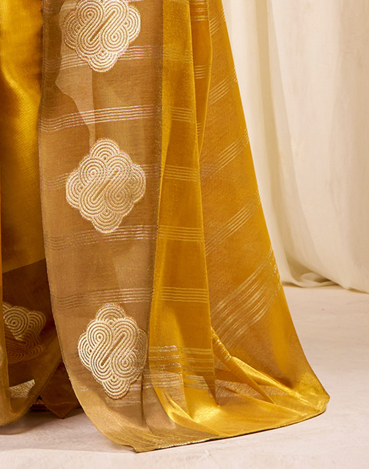Yellow Tissue Silk Woven Saree
