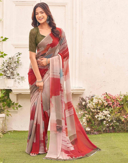 Mauve Georgette Printed Saree