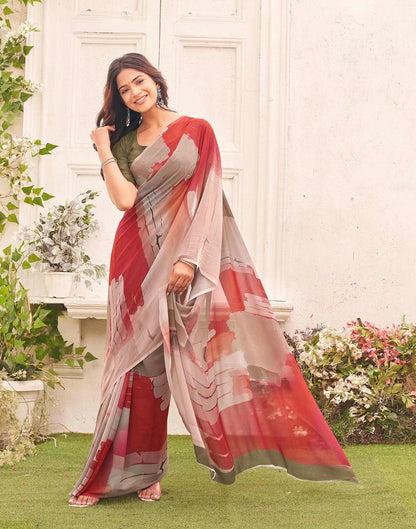 Mauve Georgette Printed Saree