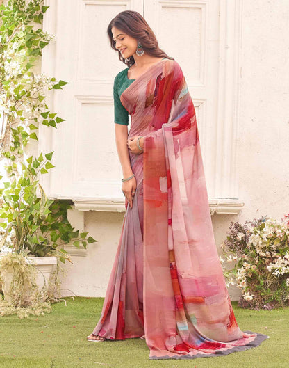 Orange Georgette Printed Saree