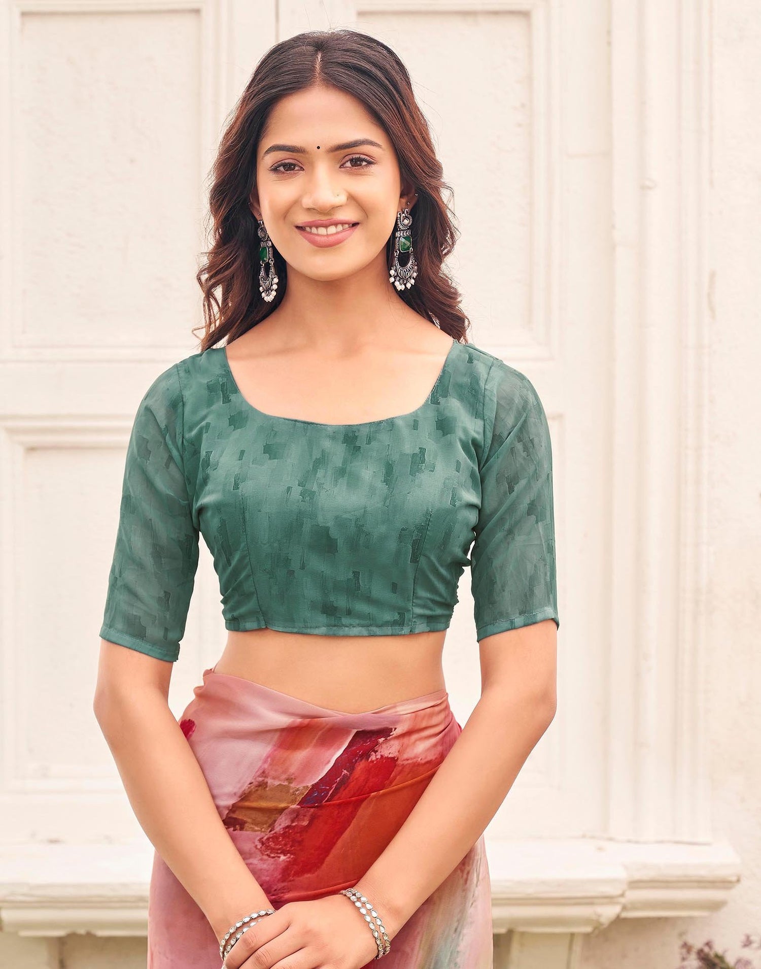 Orange Georgette Printed Saree