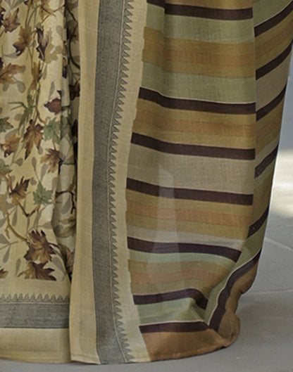 Beige Khadi Printed Saree