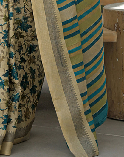 Beige Khadi Printed Saree