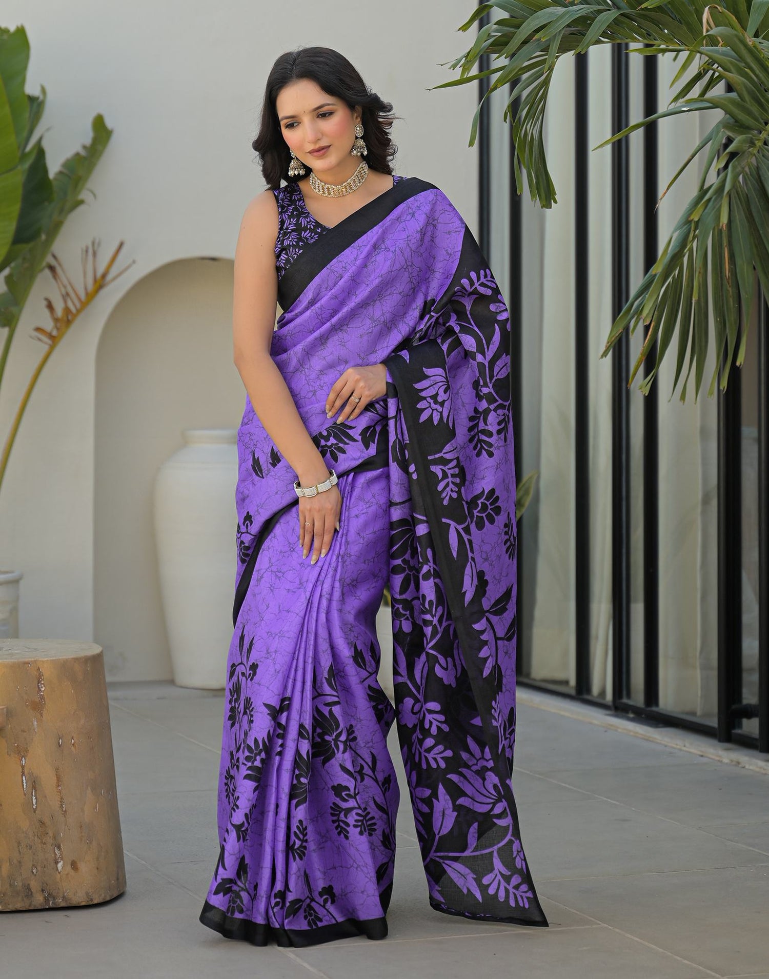 Purple Khadi Printed Saree