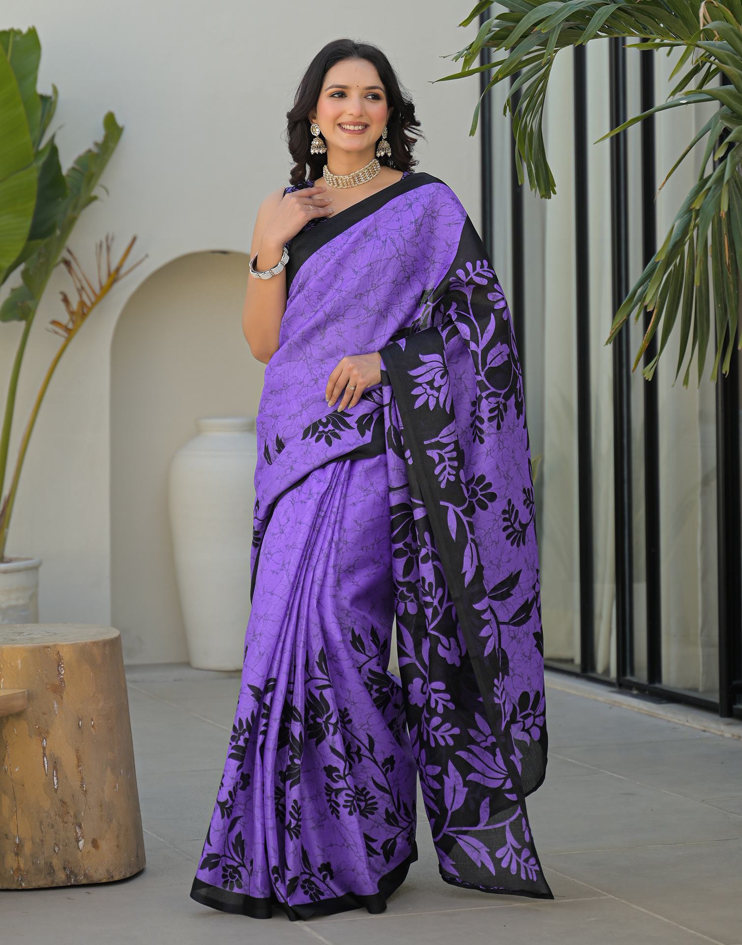Purple Khadi Printed Saree