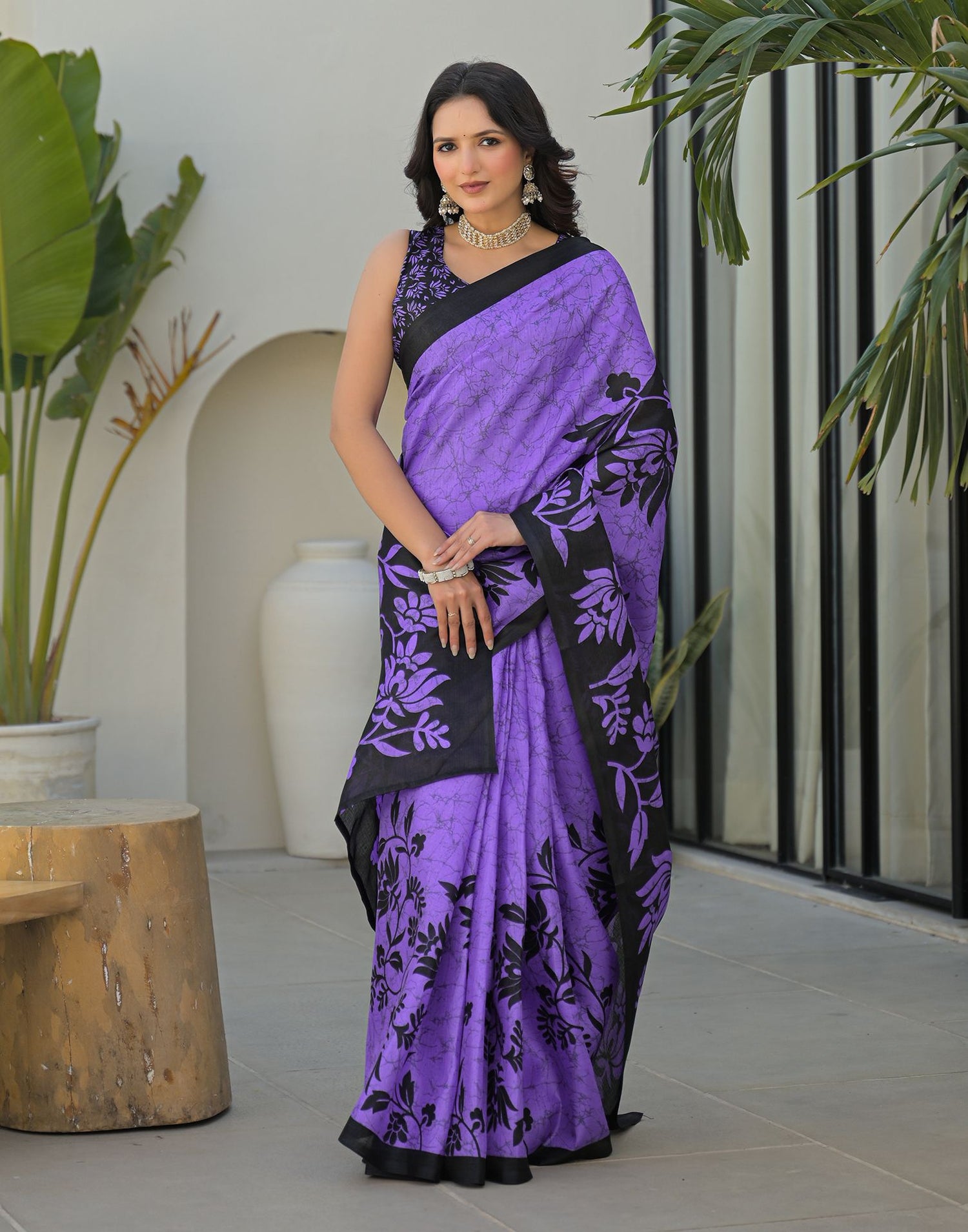 Purple Khadi Printed Saree