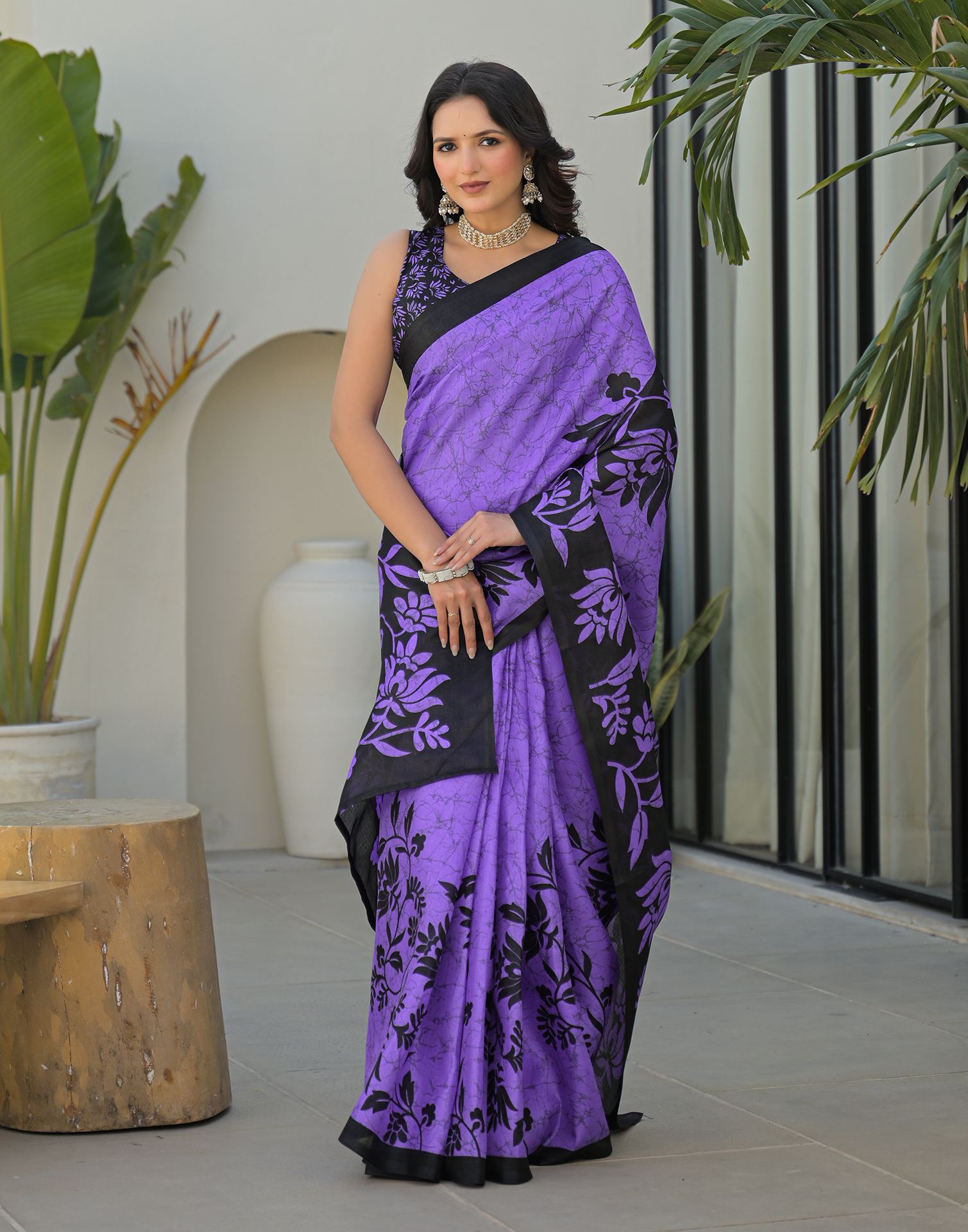 Purple Khadi Printed Saree