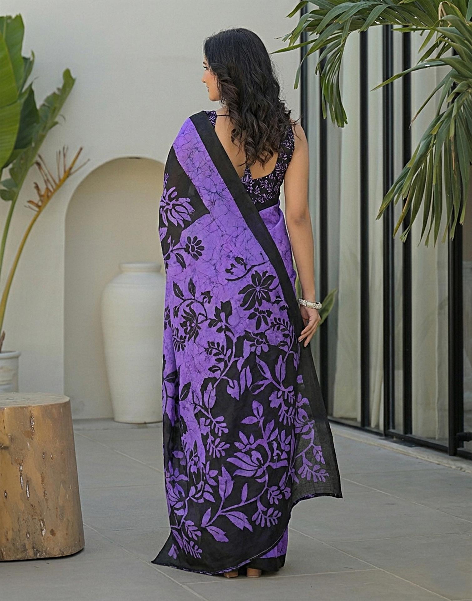 Purple Khadi Printed Saree