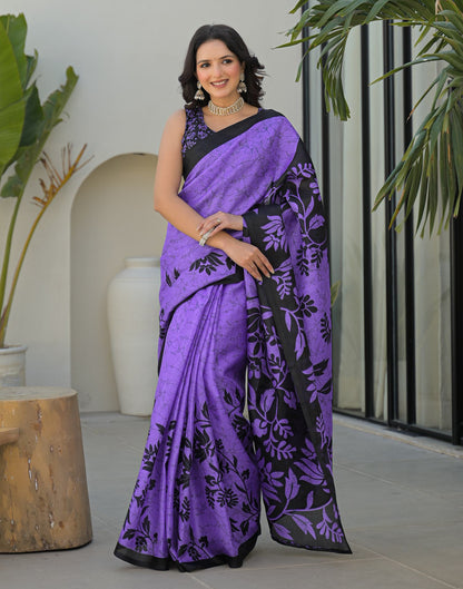 Purple Khadi Printed Saree
