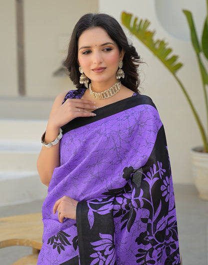 Purple Khadi Printed Saree