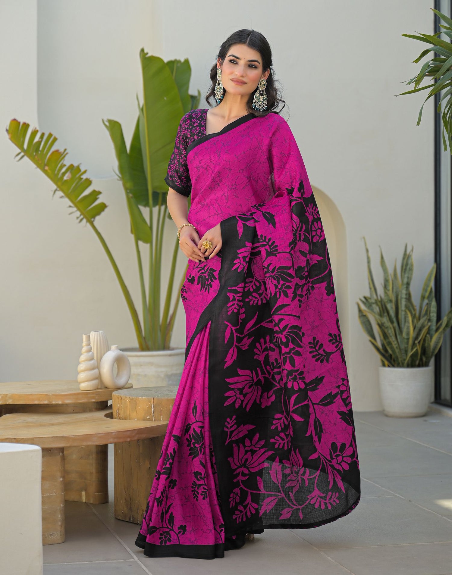 Pink Khadi Printed Saree