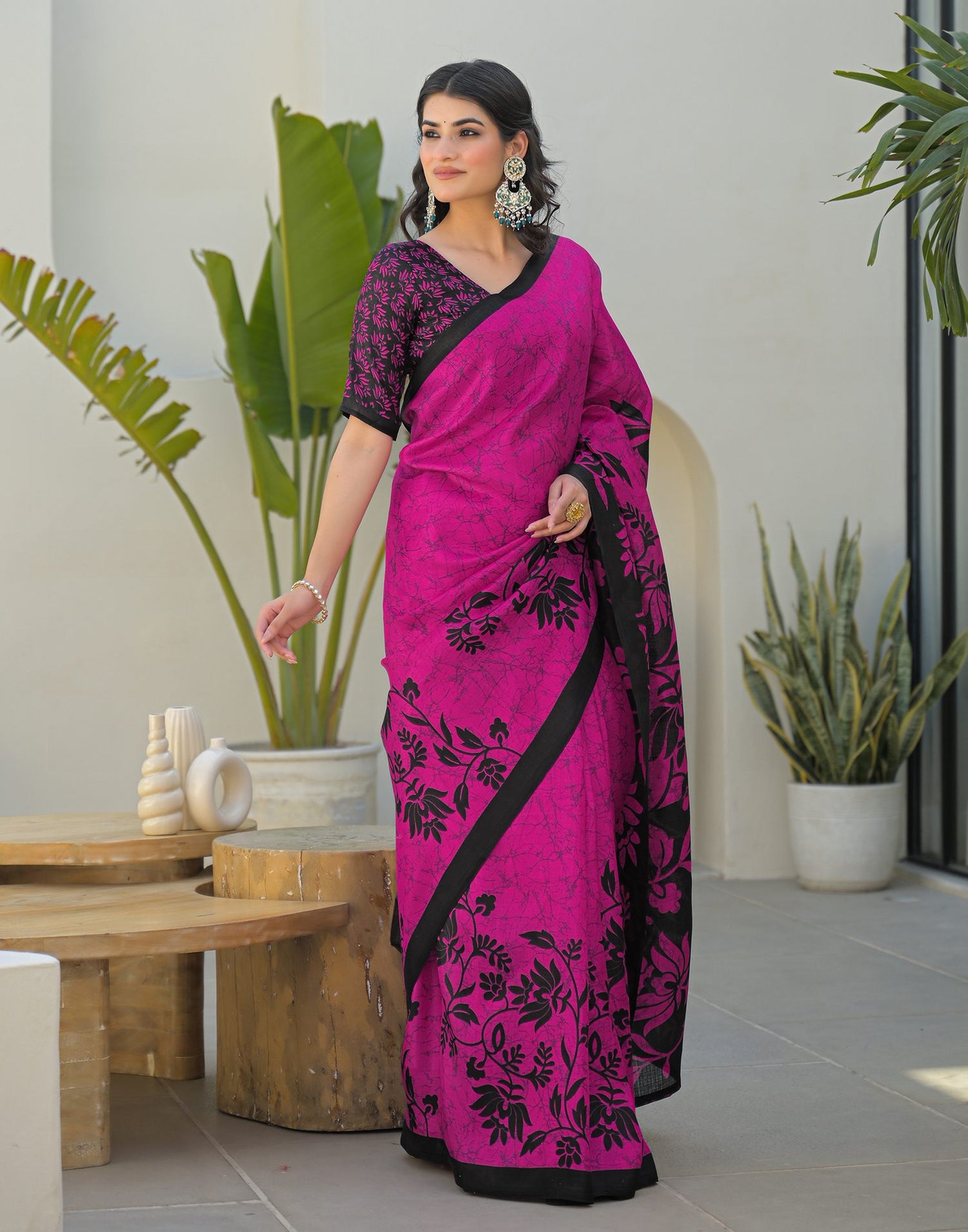 Pink Khadi Printed Saree