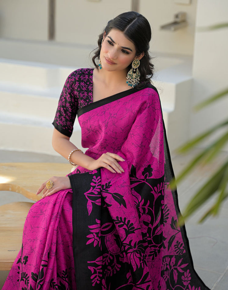 Pink Khadi Printed Saree