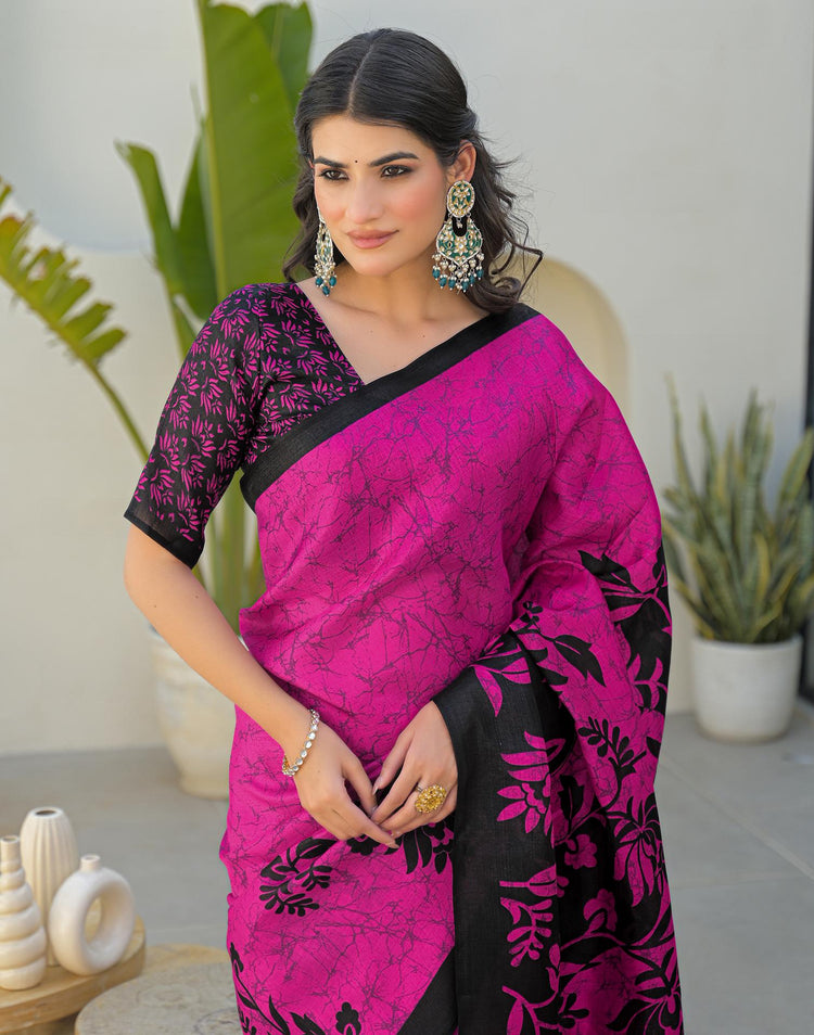 Pink Khadi Printed Saree