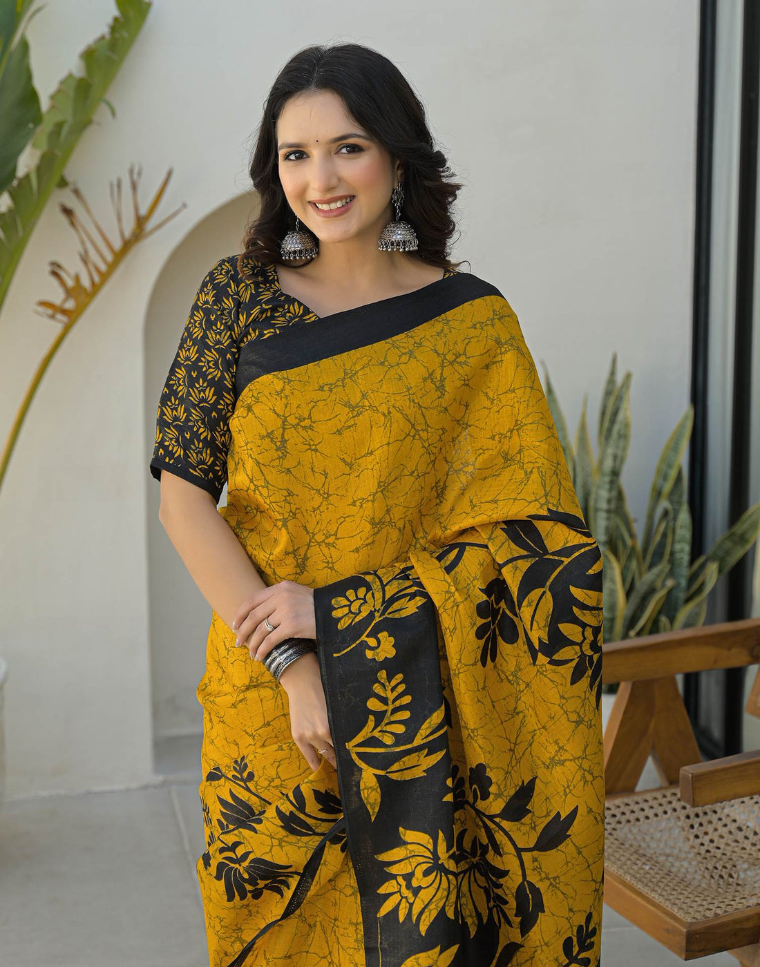 Yellow Khadi Printed Saree