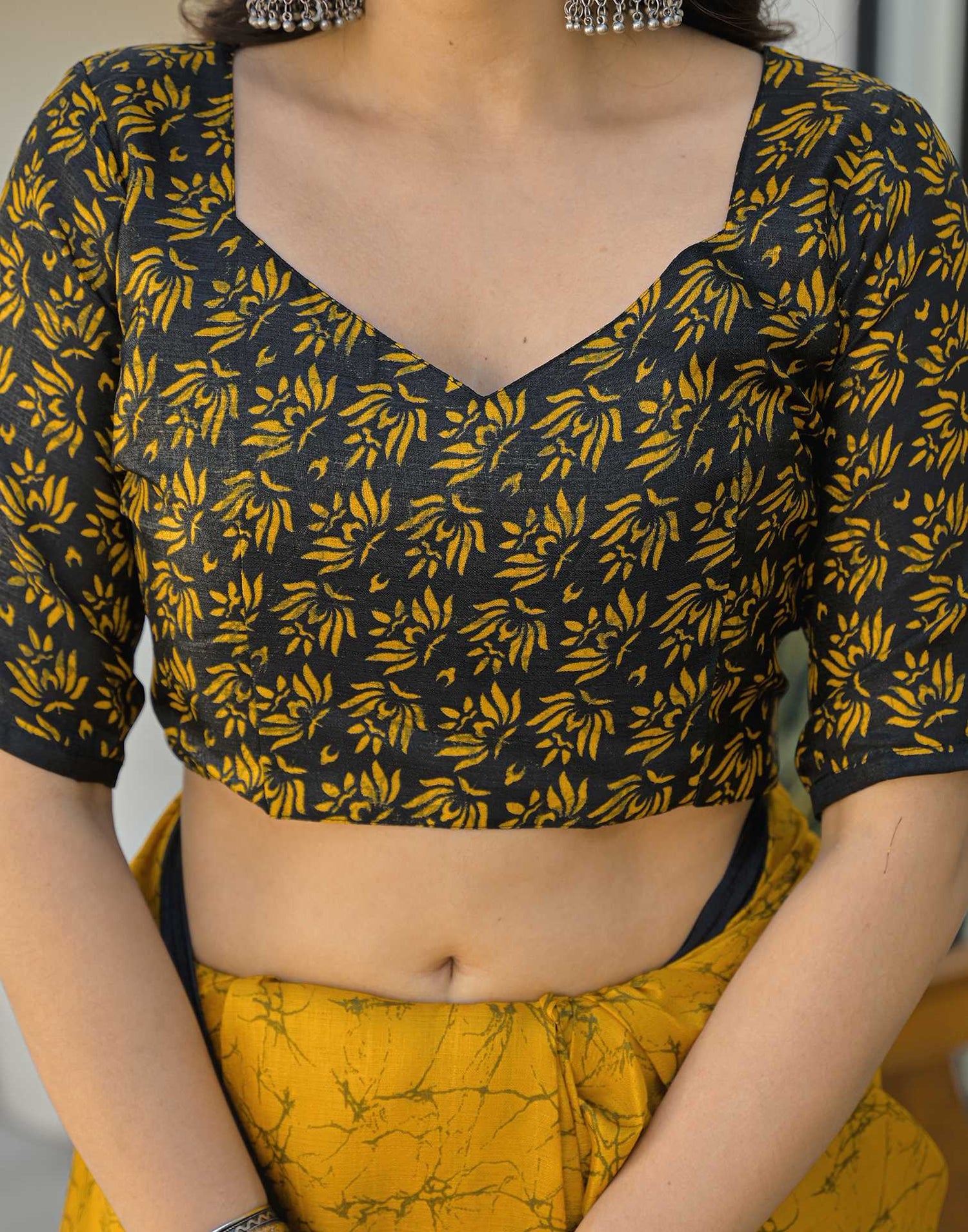 Yellow Khadi Printed Saree