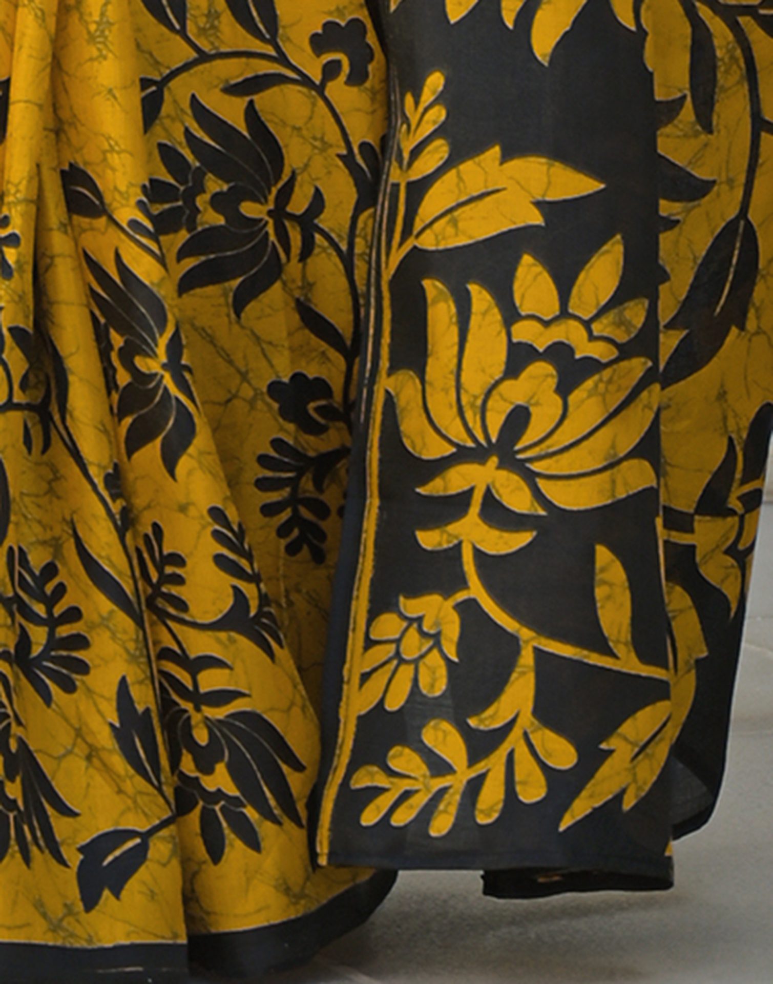 Yellow Khadi Printed Saree