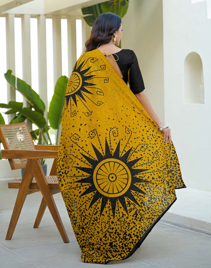 Yellow Khadi Printed Saree