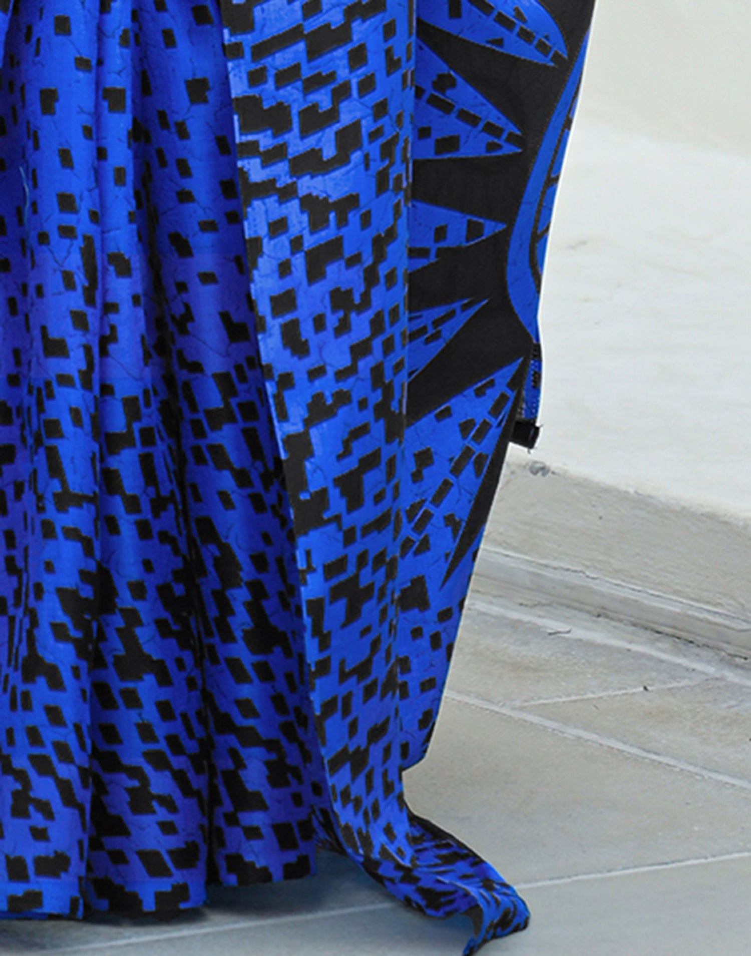 Dark Blue Khadi Printed Saree