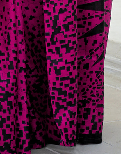 Rani Pink Khadi Printed Saree