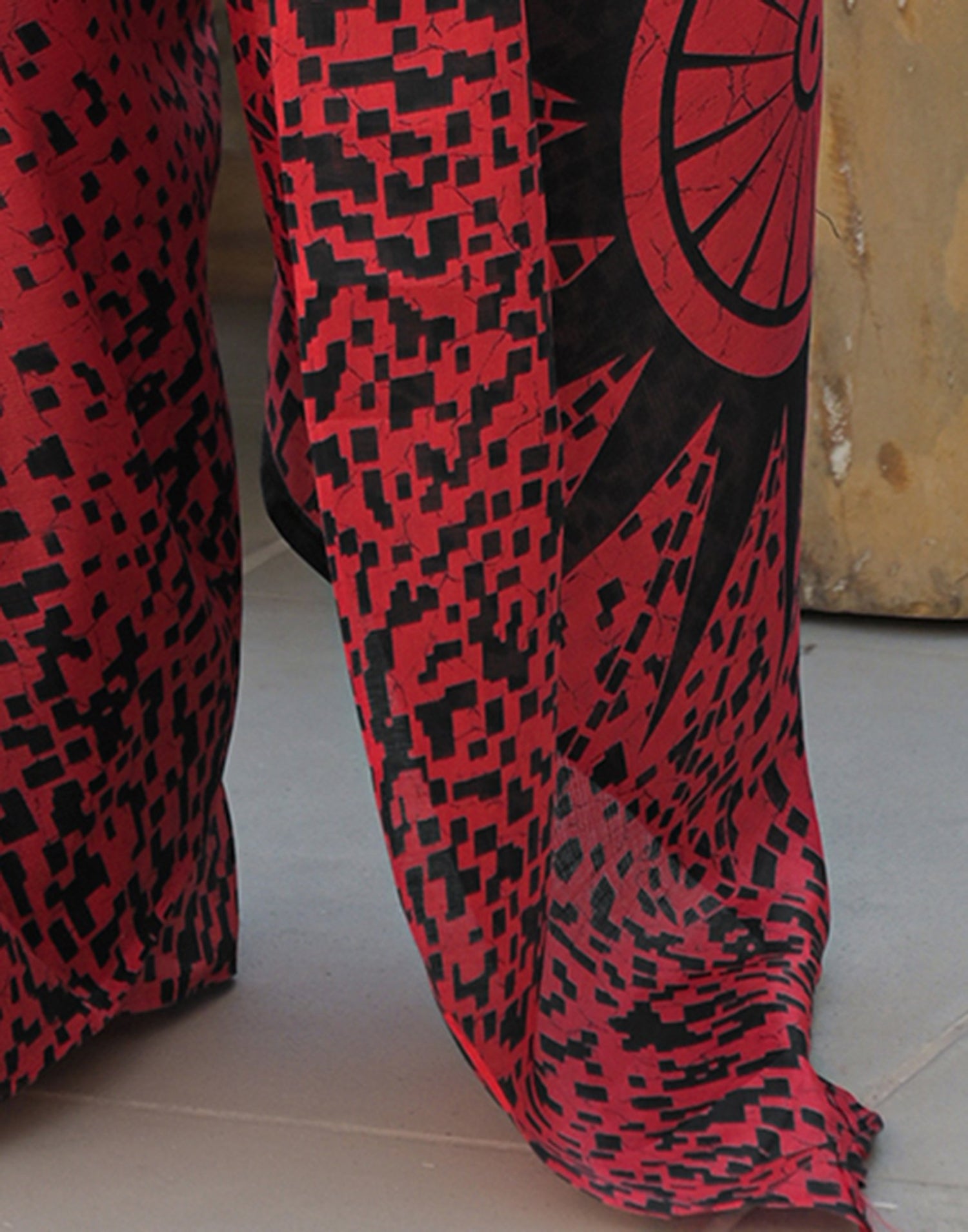 Red Khadi Printed Saree