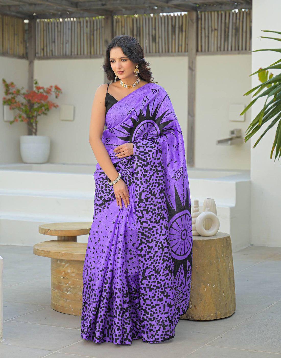 Purple Khadi Printed Saree