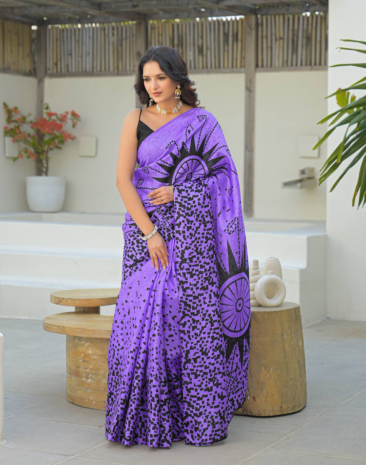 Purple Khadi Printed Saree