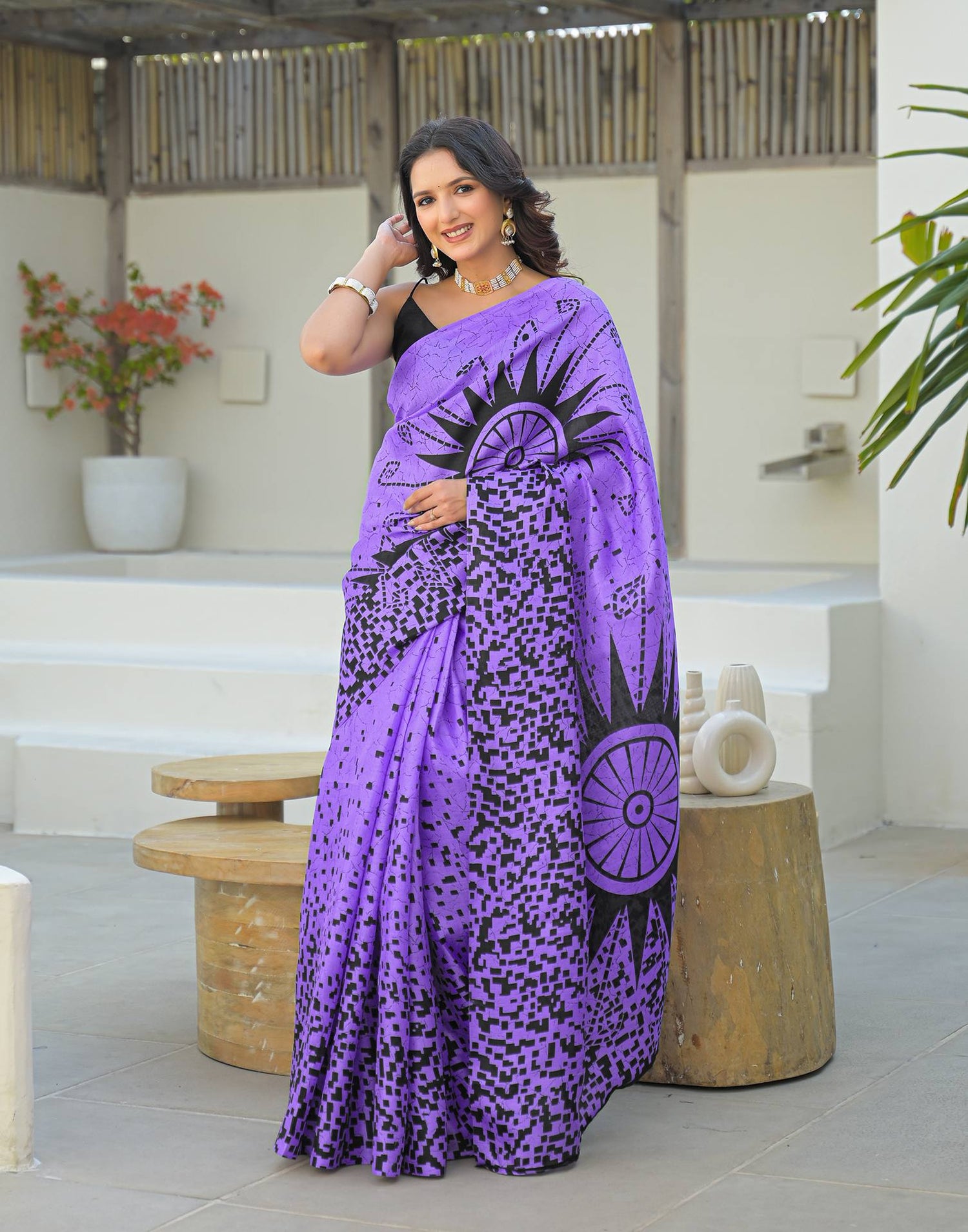 Purple Khadi Printed Saree