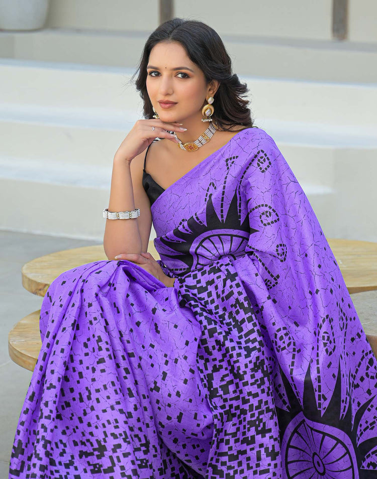 Purple Khadi Printed Saree