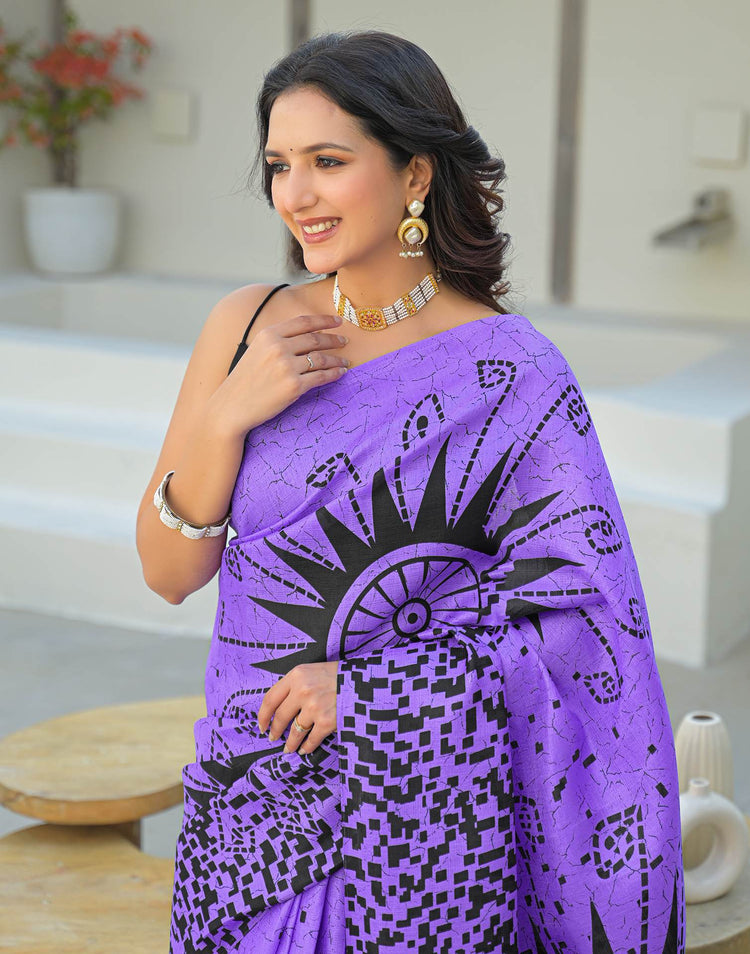 Purple Khadi Printed Saree