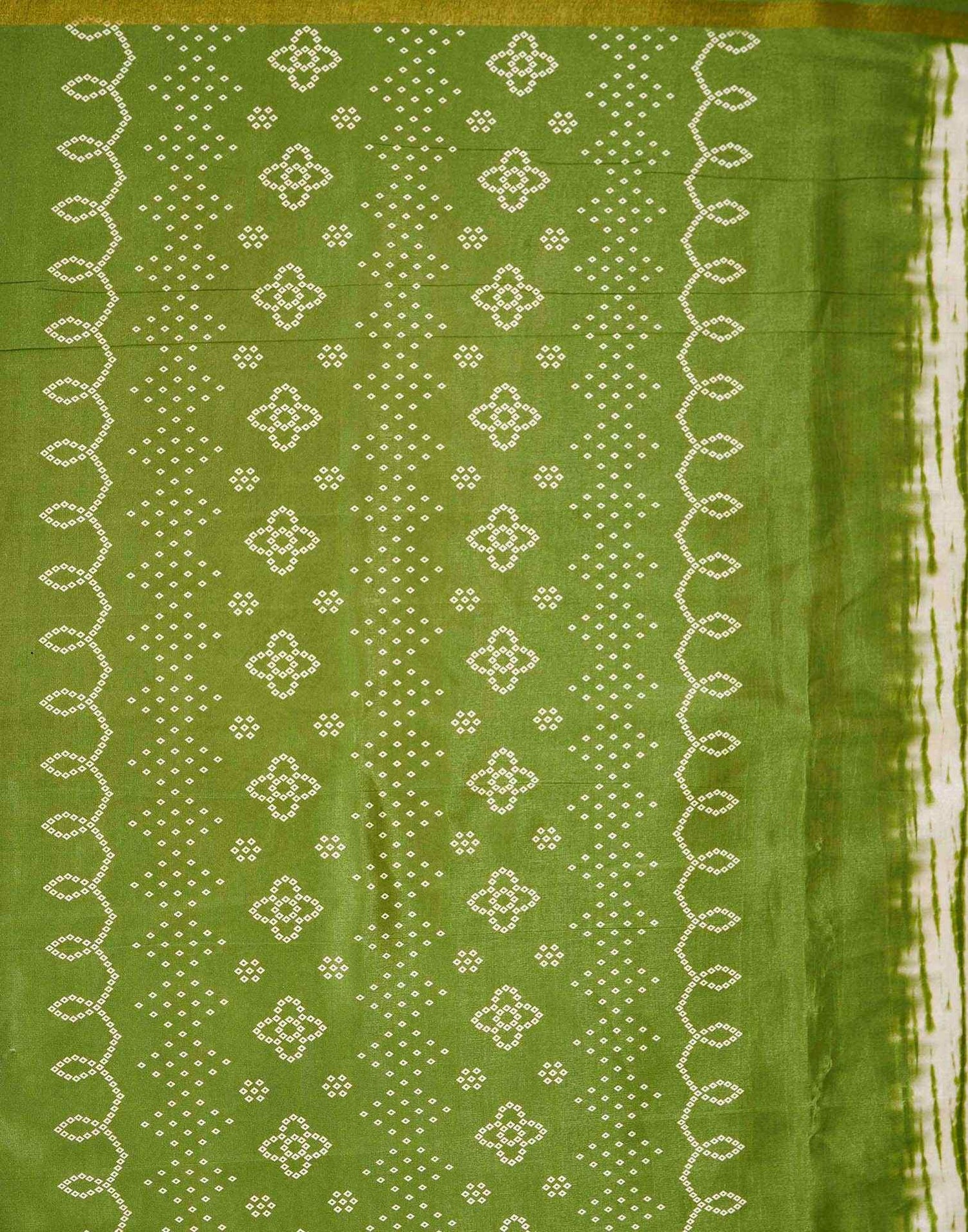 Mehandi Green Silk Printed Zari Stripe Saree