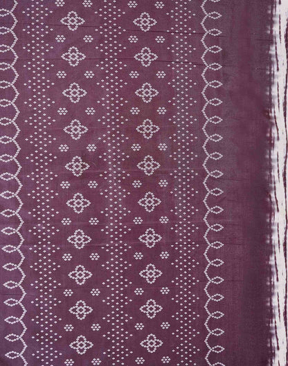 Mauve Silk Printed Zari Stripe Saree