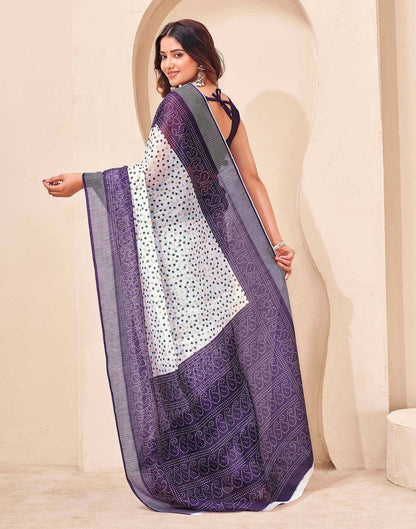 Purple Linen Bandhani Printed Saree