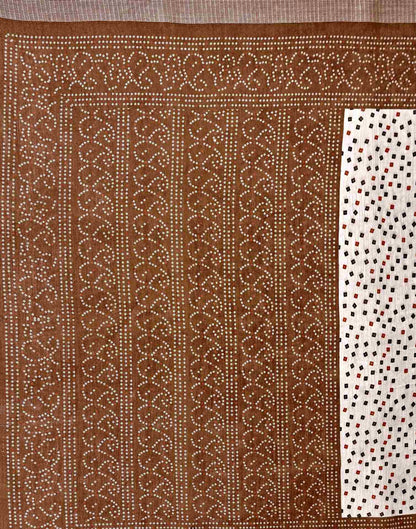 Brown Linen Bandhani Printed Saree