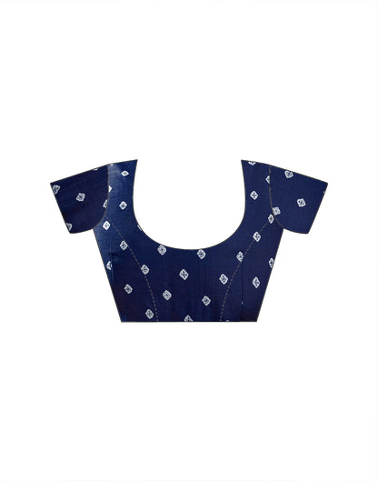 Ready To Wear Navy Blue Cotton Printed Saree