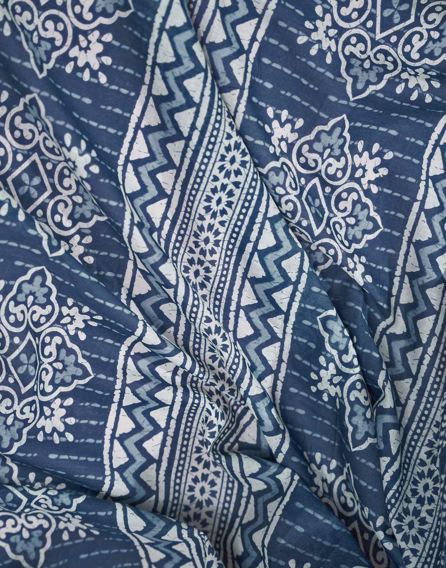 Ready To Wear Blue Cotton Printed Saree
