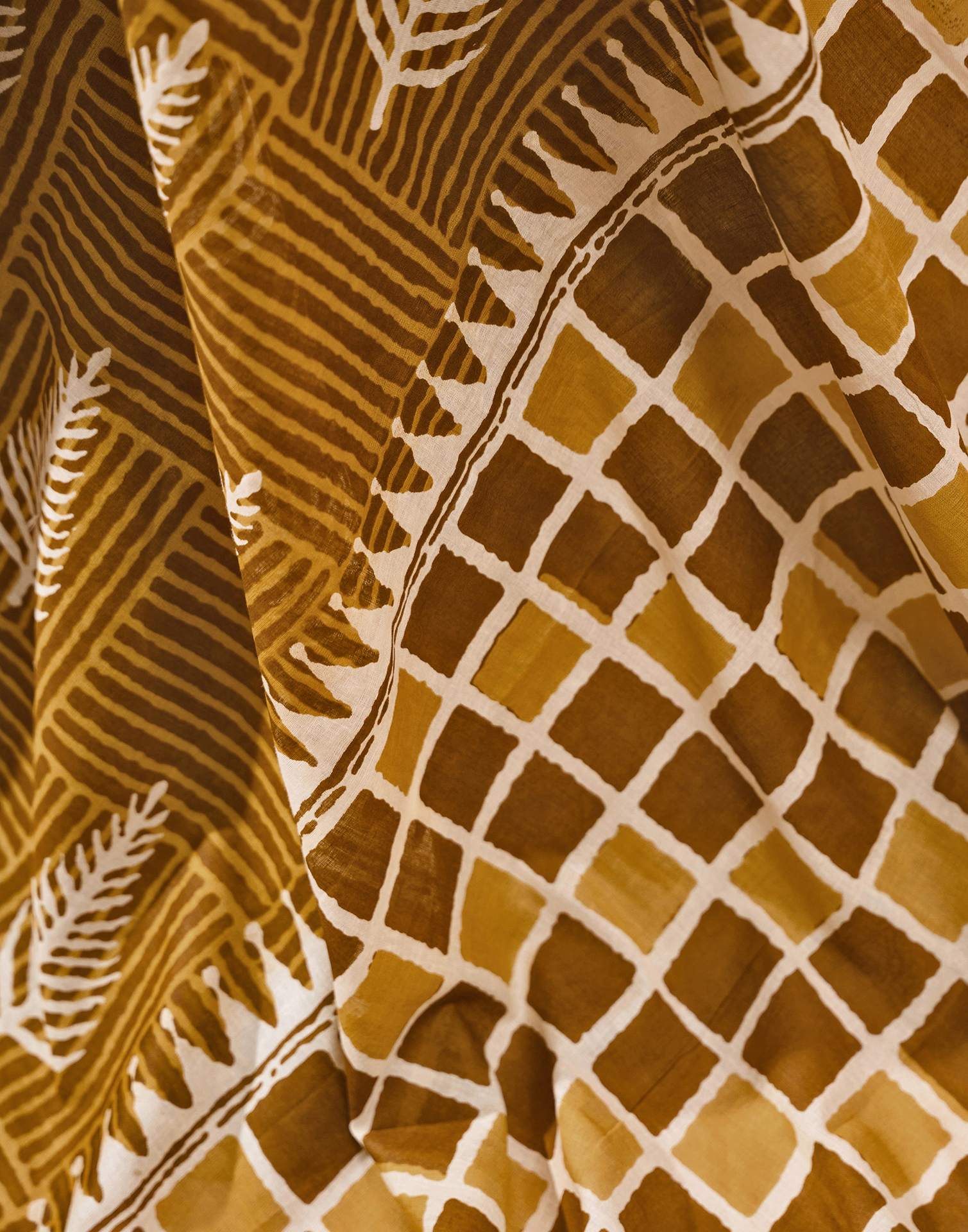 Ready To Wear Dark Mustard Cotton Printed Saree