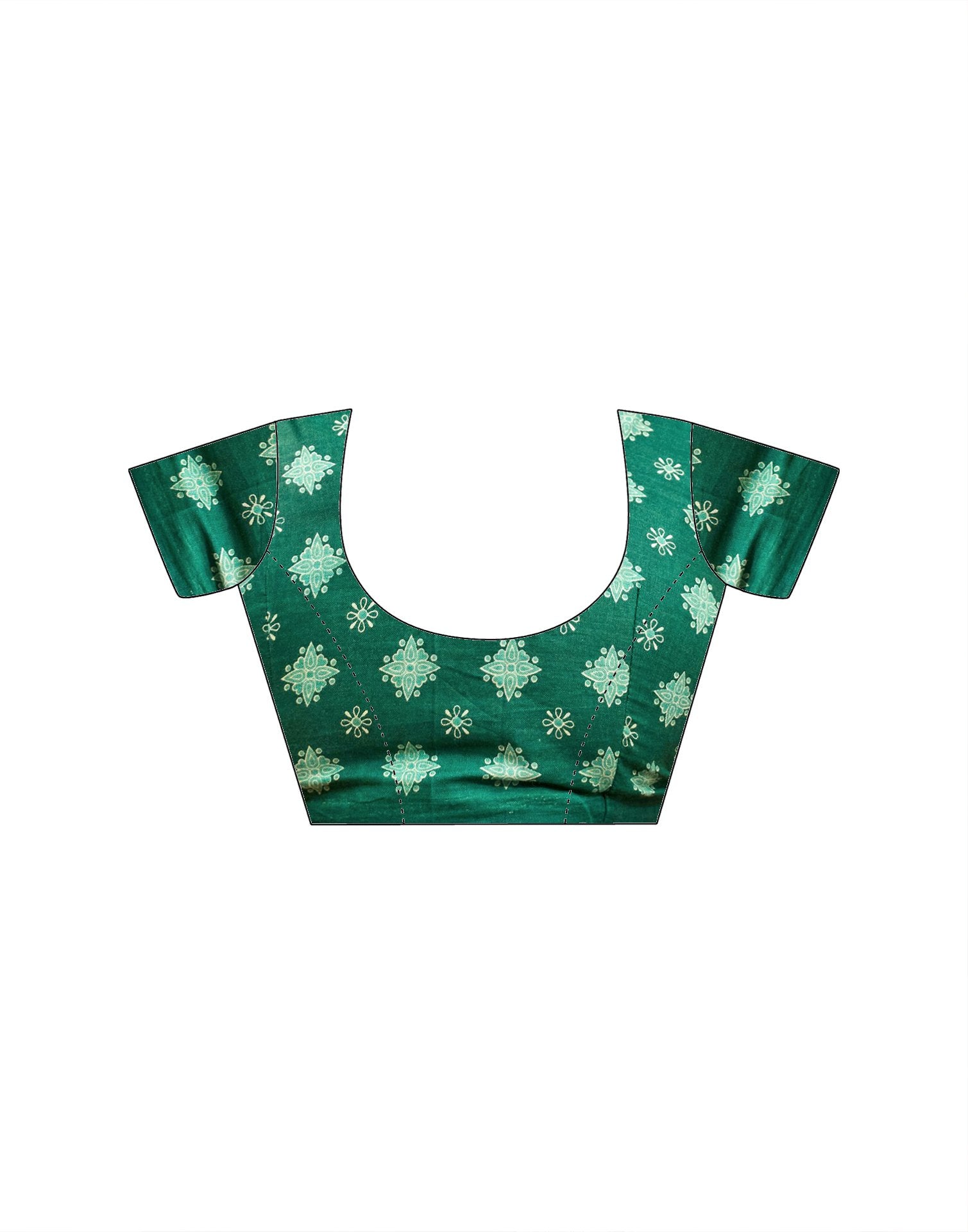 Ready To Wear Green Cotton Printed Saree
