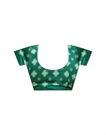 Ready To Wear Green Cotton Printed Saree