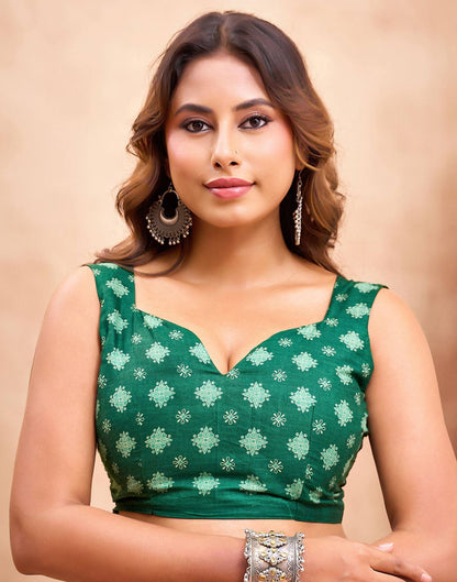 Ready To Wear Green Cotton Printed Saree