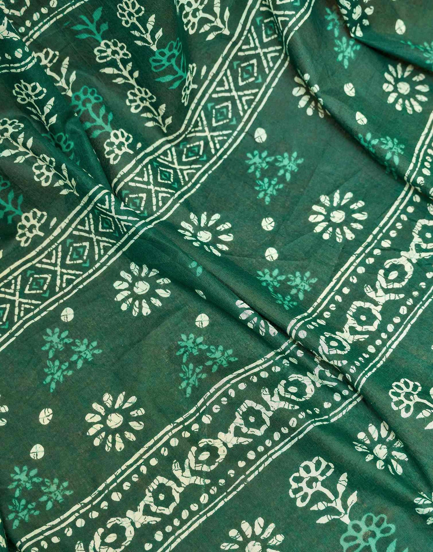Ready To Wear Green Cotton Printed Saree