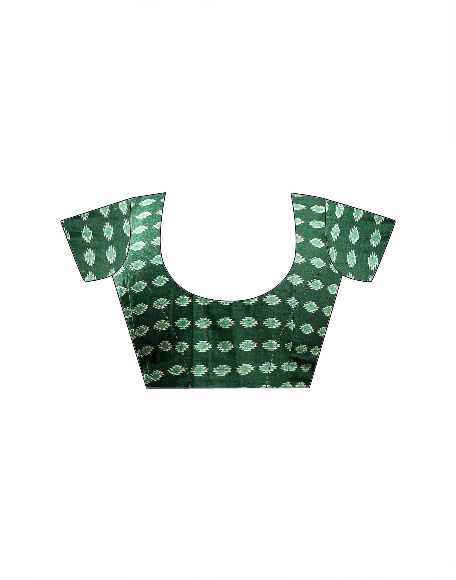 Ready To Wear Dark Green Cotton Printed Saree
