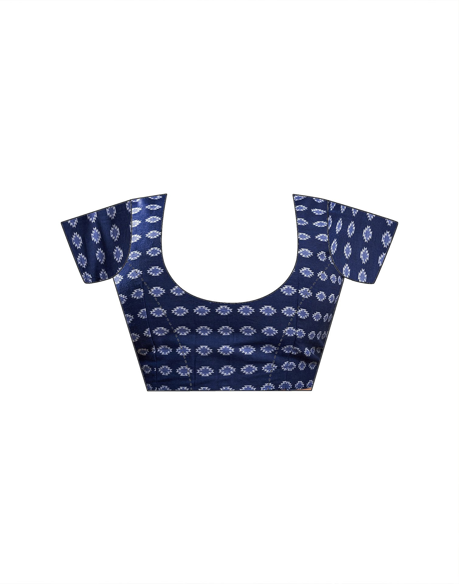 Ready To Wear Navy Blue Cotton Printed Saree