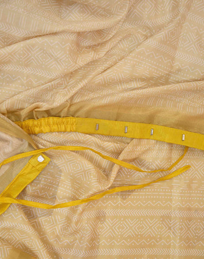 Ready To Wear Dusty Yellow Linen Printed Saree