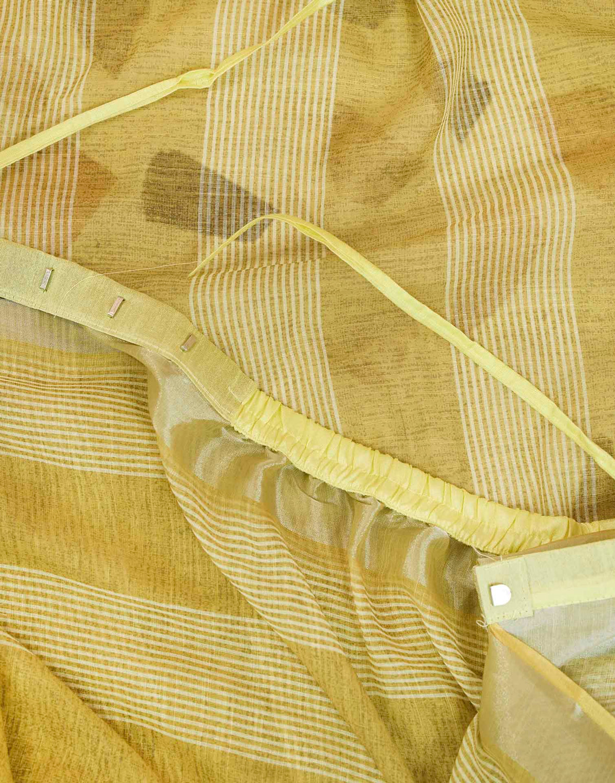 Ready To Wear Olive Green Linen Printed Saree