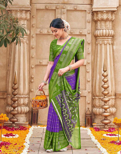 Purple Georgette Foil Printed Saree