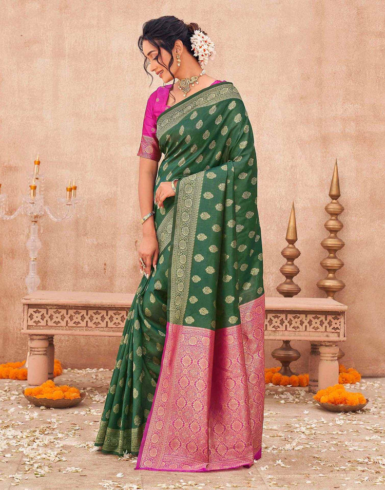 Green Shimmer Silk Woven Banarasi Saree