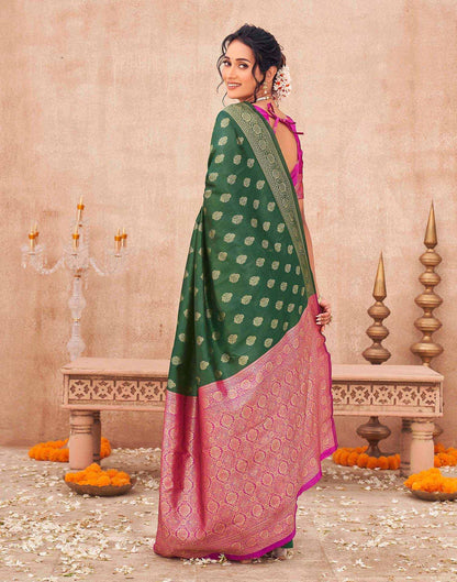 Green Shimmer Silk Woven Banarasi Saree