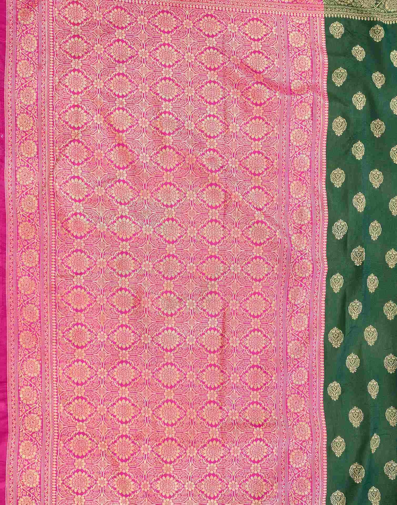 Green Shimmer Silk Woven Banarasi Saree
