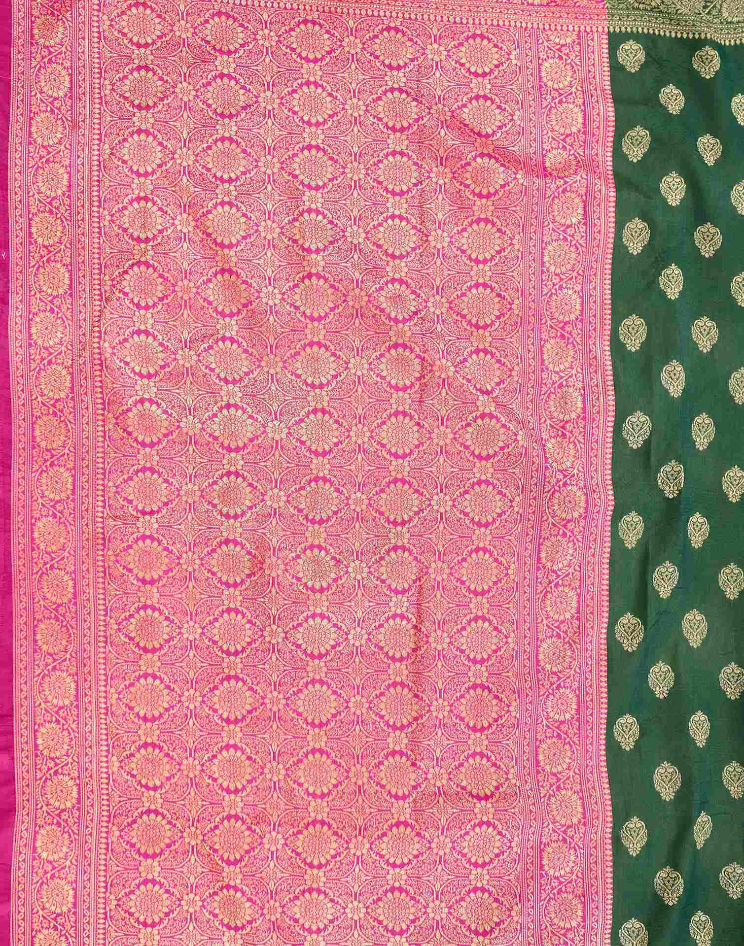 Green Shimmer Silk Woven Banarasi Saree